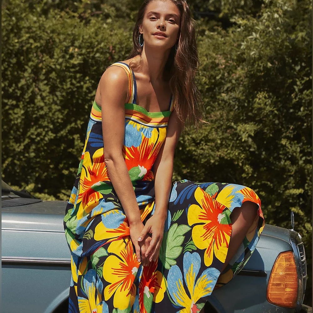 Anthropologie Yellow Maxi Sundress Resort Wear